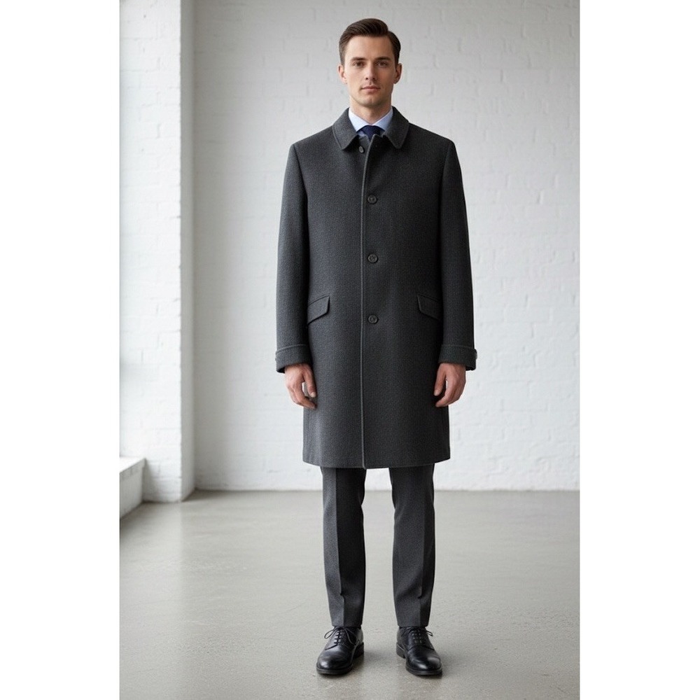 Vintage Ken Scott Mens Wool Cashmere Coat Overcoat Brown Gray 42